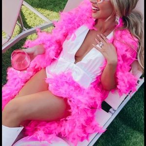 Pink Feather Kimono/ Duster
